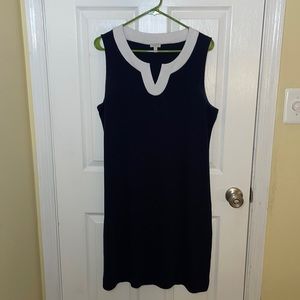 Navy and white sleeveless dress from TALBOTS